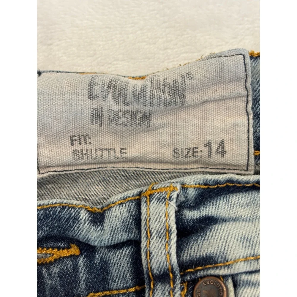 Evolution In Design Shuttle Distressed Carpenter Jeans Boys Size 14 Acid Wash